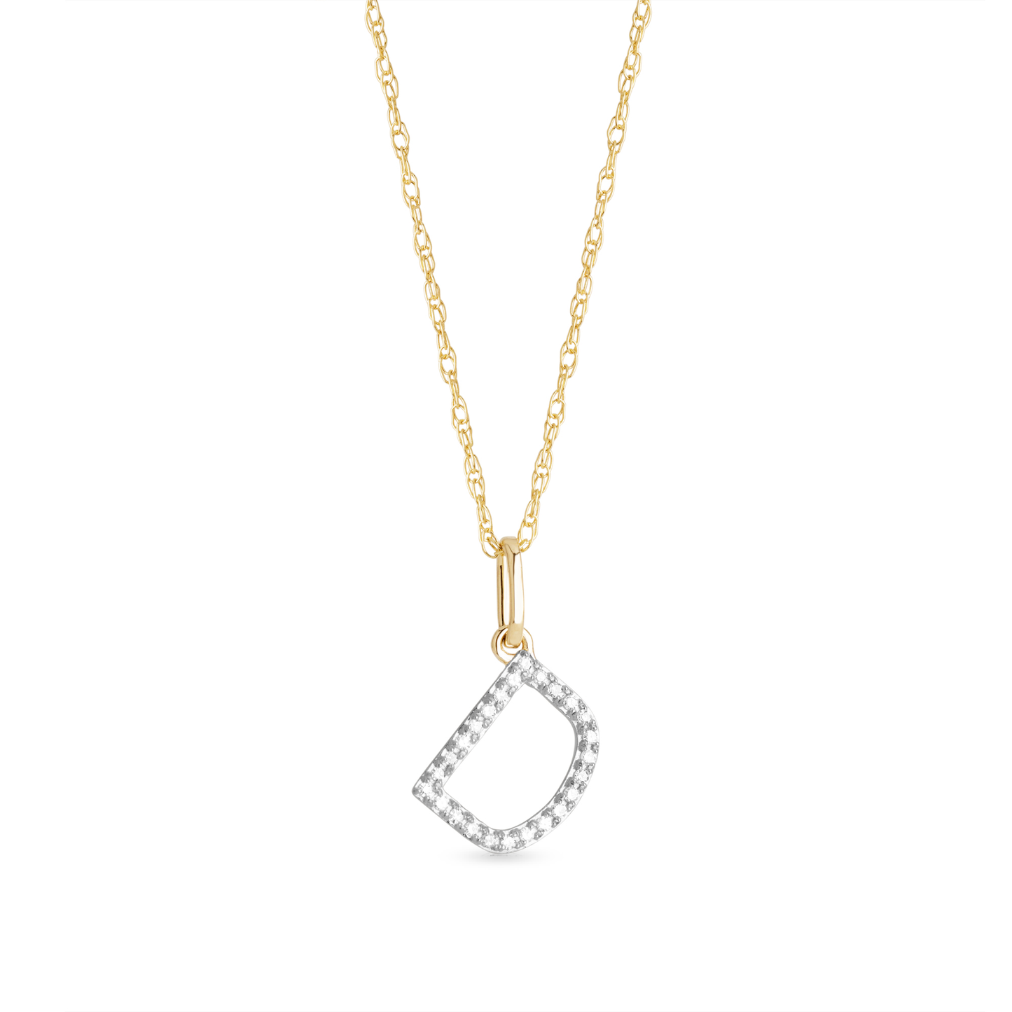 Jewlys Large Pavé Diamond Initial Charm Necklace in 10K Gold