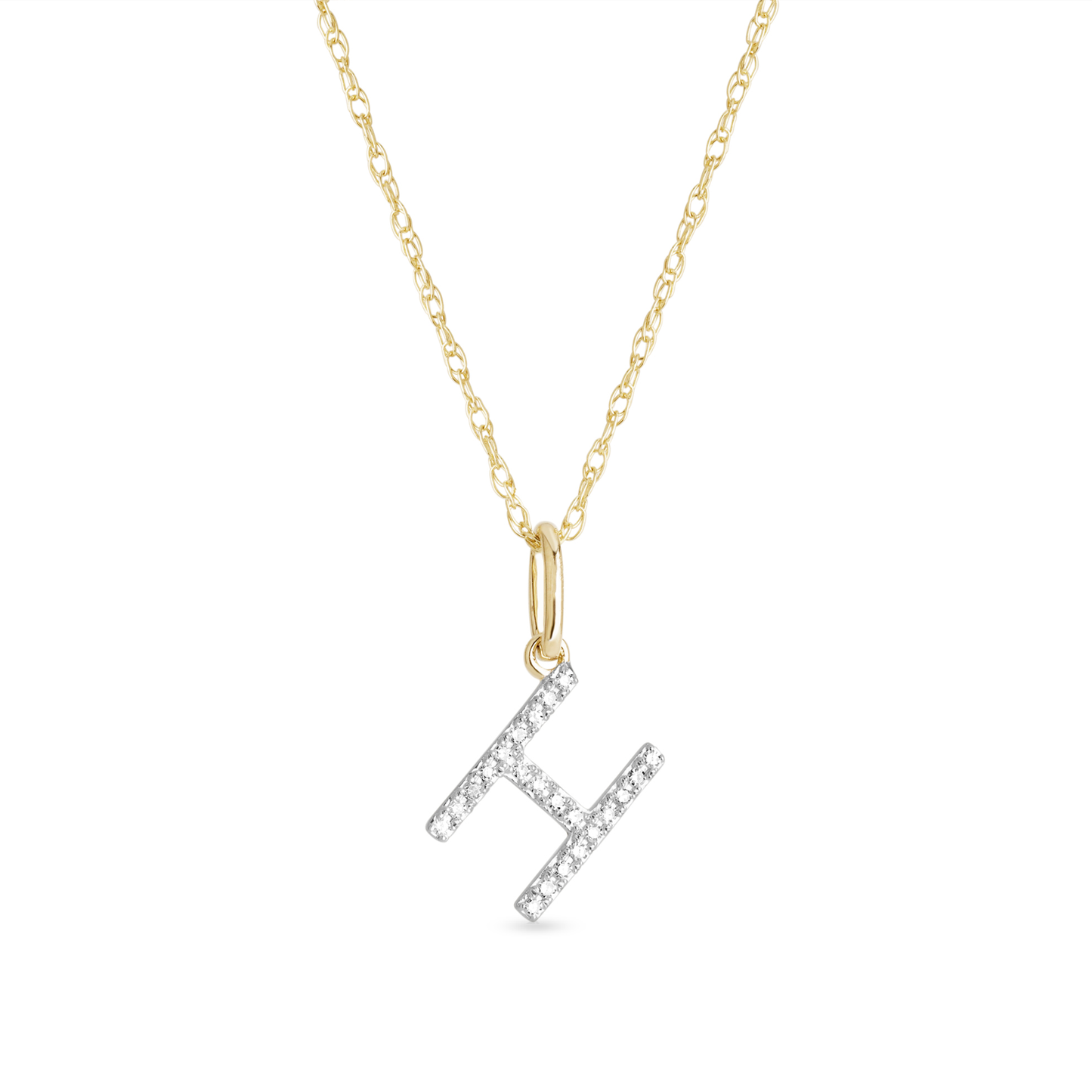 Jewlys Large Pavé Diamond Initial Charm Necklace in 10K Gold