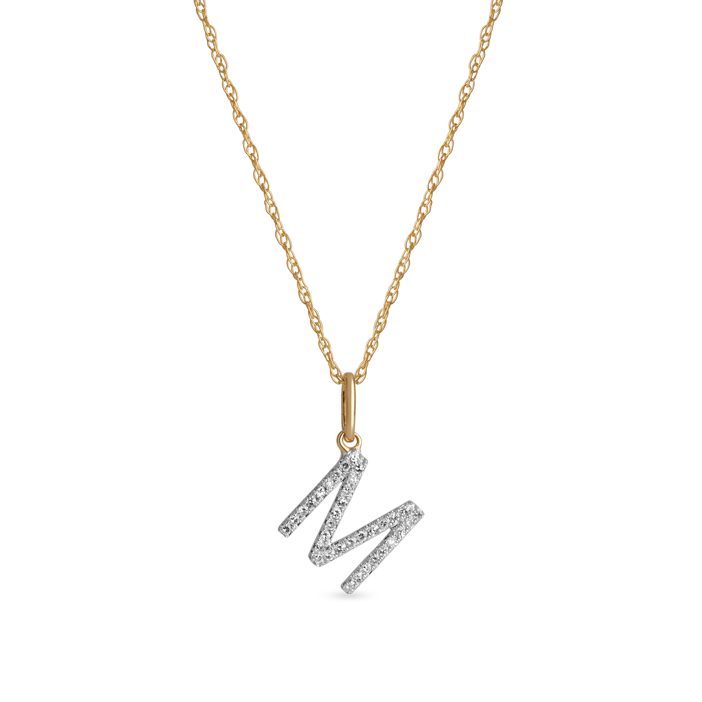 Jewlys Large Pavé Diamond Initial Charm Necklace in 10K Gold
