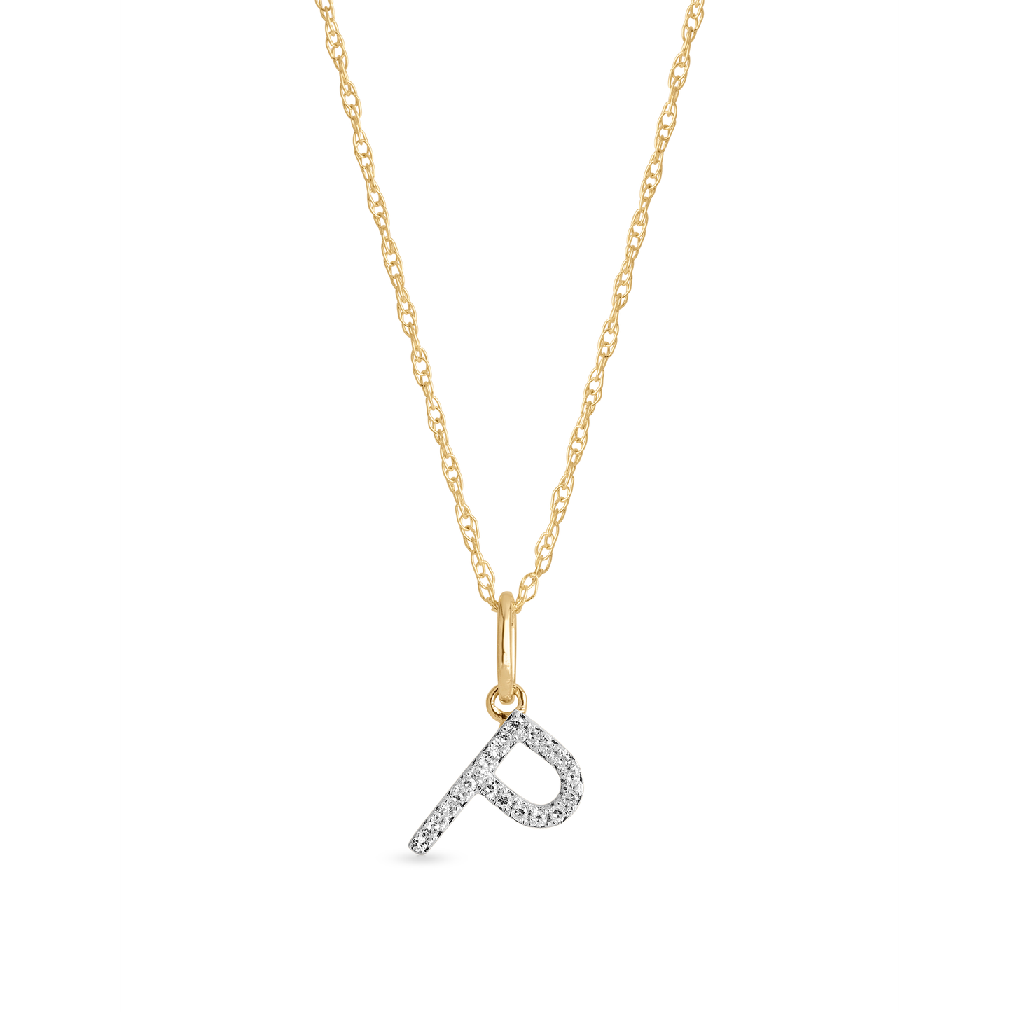 Jewlys Large Pavé Diamond Initial Charm Necklace in 10K Gold