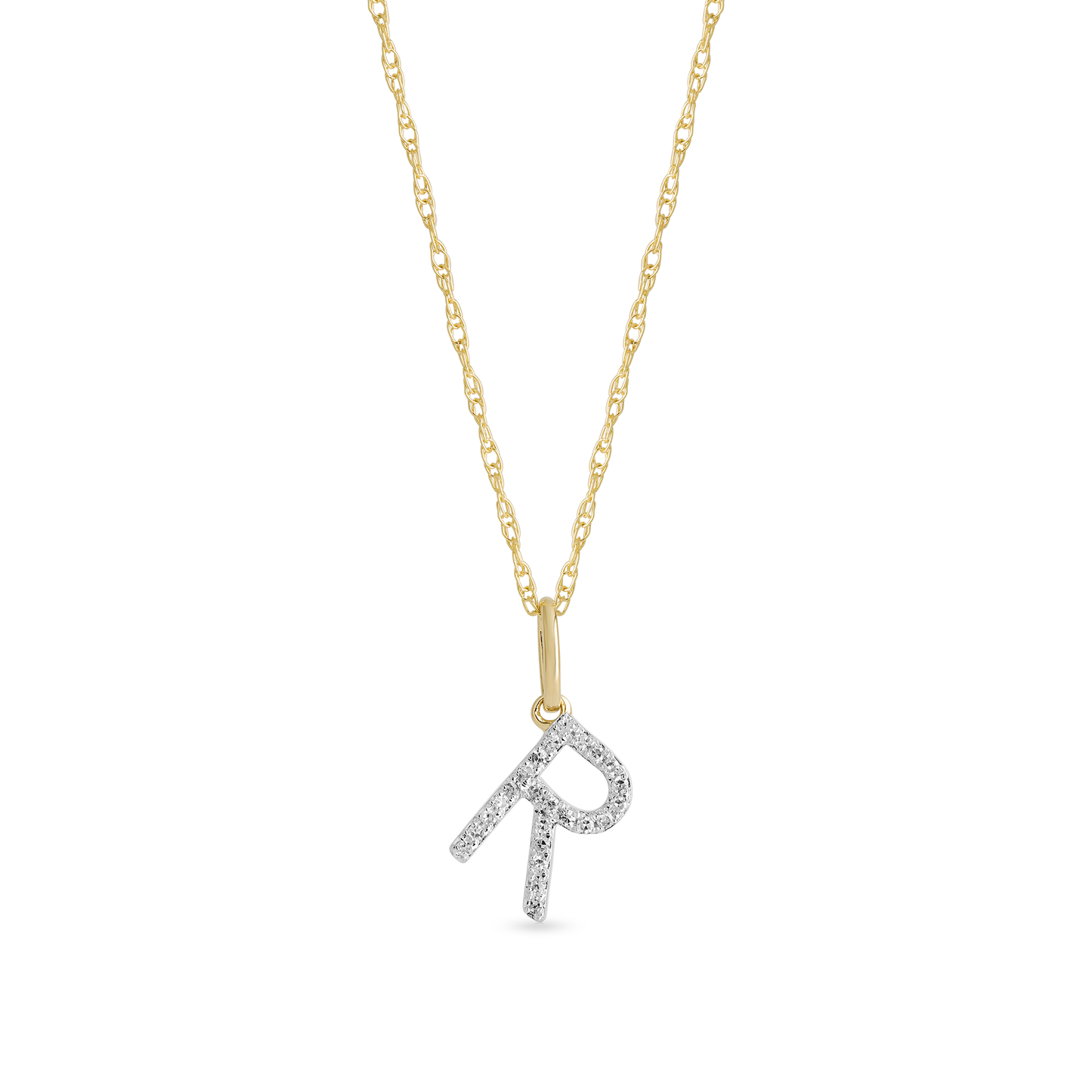 Jewlys Large Pavé Diamond Initial Charm Necklace in 10K Gold