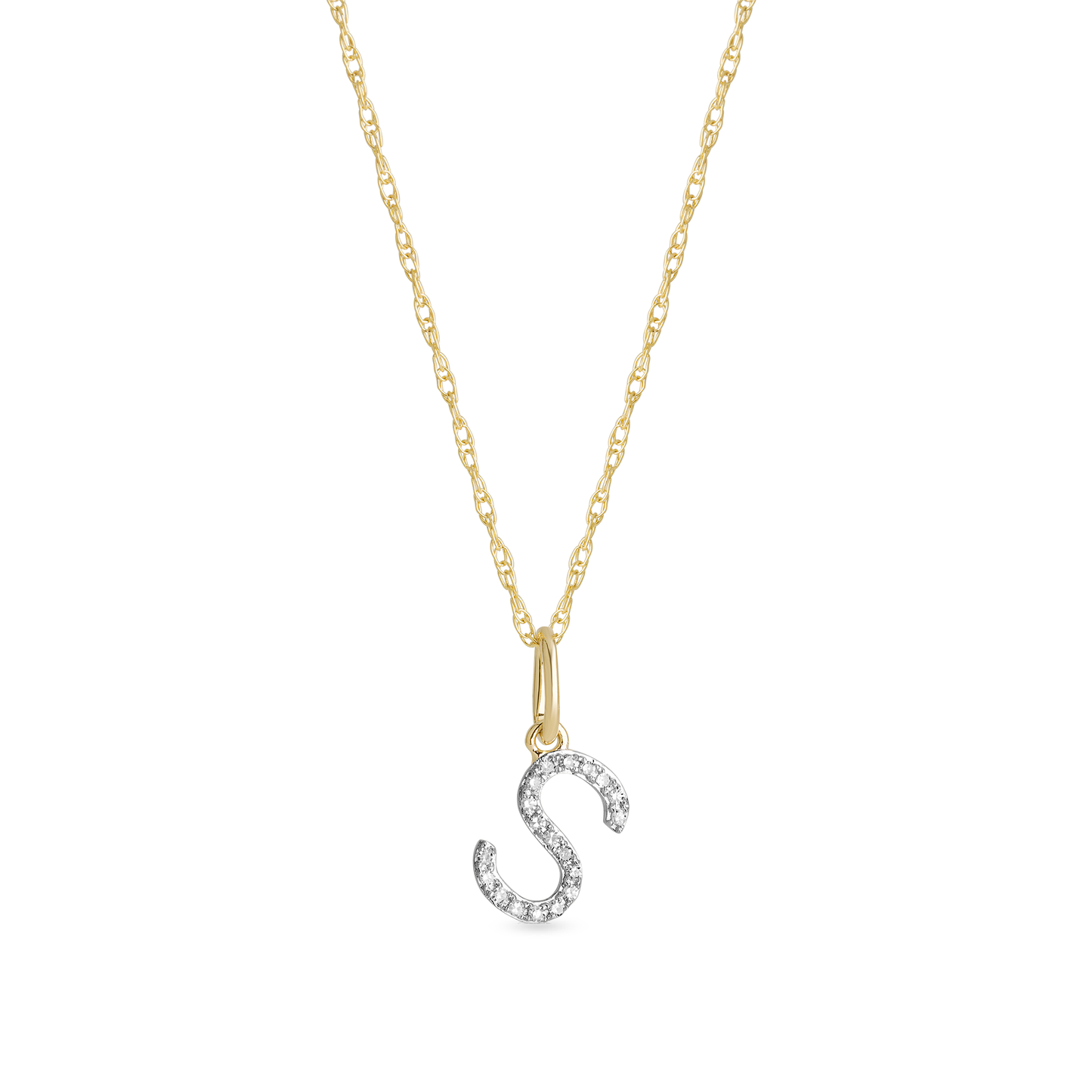 Jewlys Large Pavé Diamond Initial Charm Necklace in 10K Gold