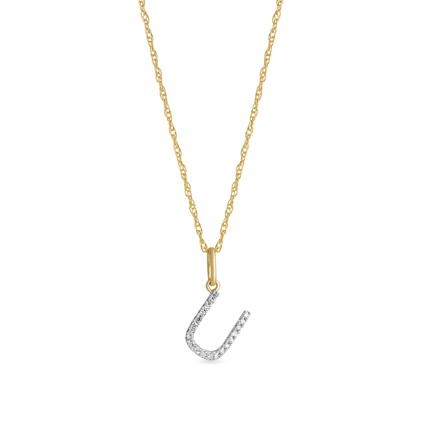 Jewlys Large Pavé Diamond Initial Charm Necklace in 10K Gold