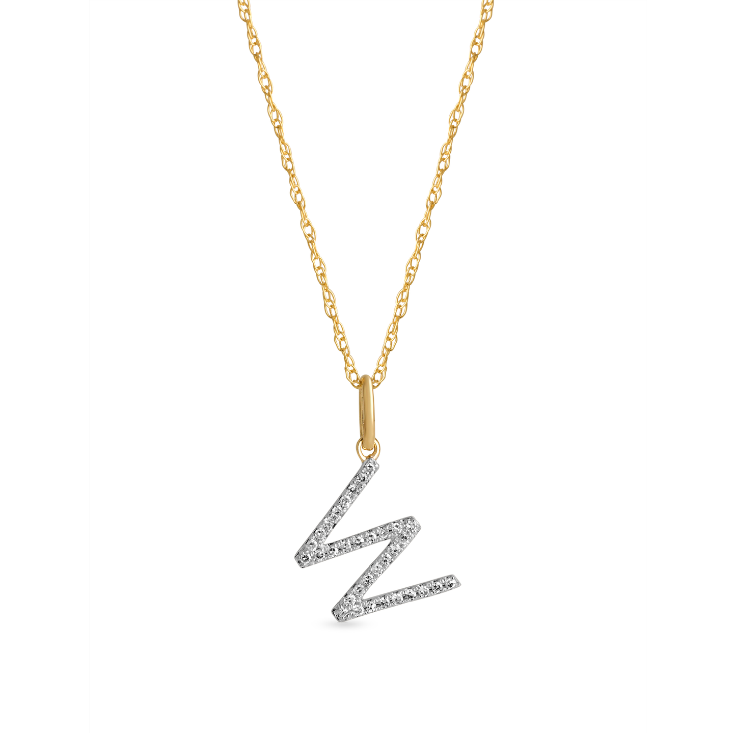 Jewlys Large Pavé Diamond Initial Charm Necklace in 10K Gold