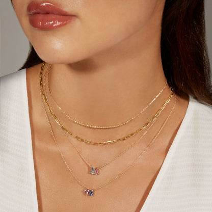 Jewlys "Just the Two of Us" Geranium Necklace in 10K Gold with Sapphire & Tourmaline