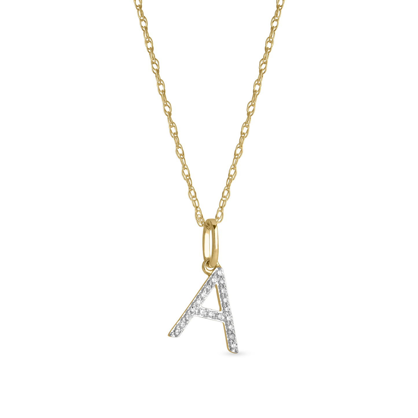 Jewlys Large Pavé Diamond Initial Charm Necklace in 10K Gold