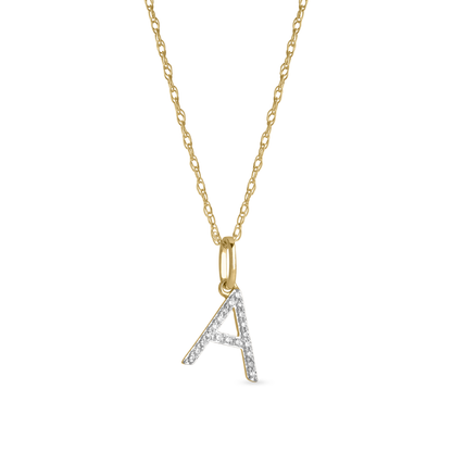 Jewlys Large Pavé Diamond Initial Charm Necklace in 10K Gold
