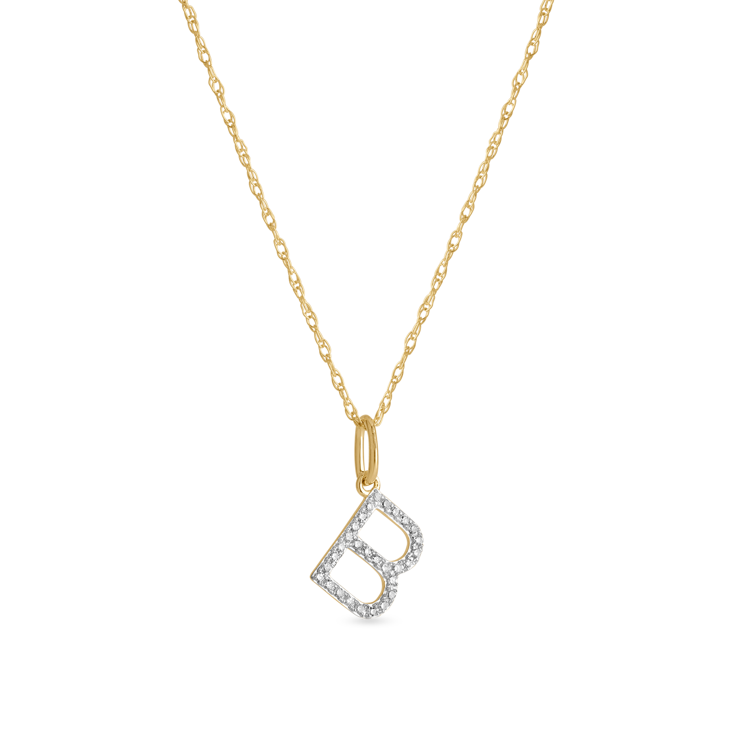 Jewlys Large Pavé Diamond Initial Charm Necklace in 10K Gold