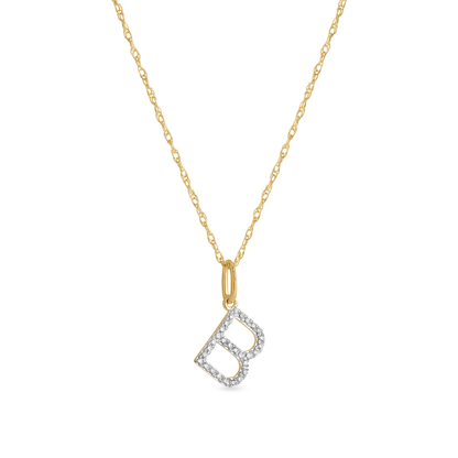 Jewlys Large Pavé Diamond Initial Charm Necklace in 10K Gold