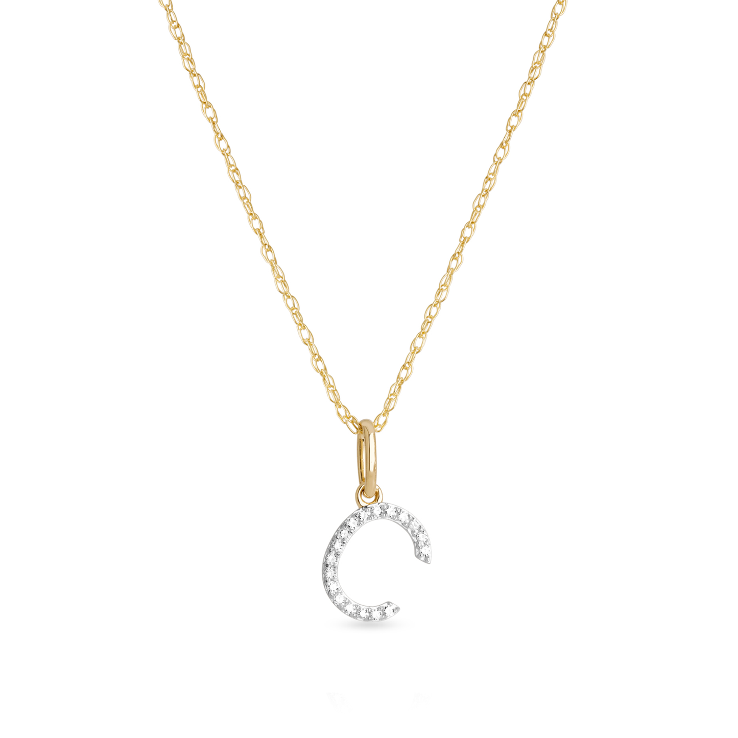 Jewlys Large Pavé Diamond Initial Charm Necklace in 10K Gold