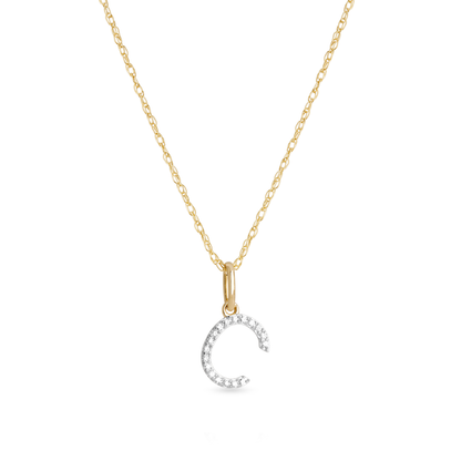 Jewlys Large Pavé Diamond Initial Charm Necklace in 10K Gold