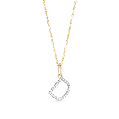 Jewlys Large Pavé Diamond Initial Charm Necklace in 10K Gold