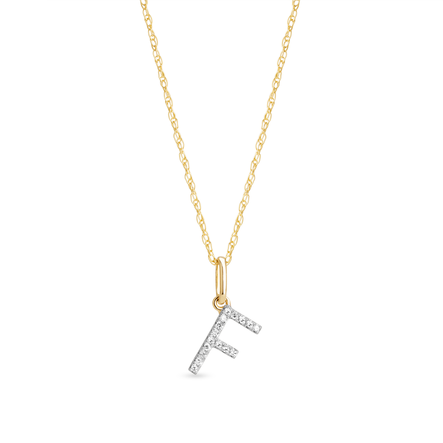 Jewlys Large Pavé Diamond Initial Charm Necklace in 10K Gold