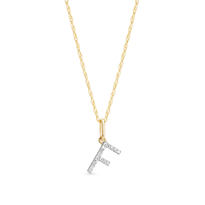 Jewlys Large Pavé Diamond Initial Charm Necklace in 10K Gold