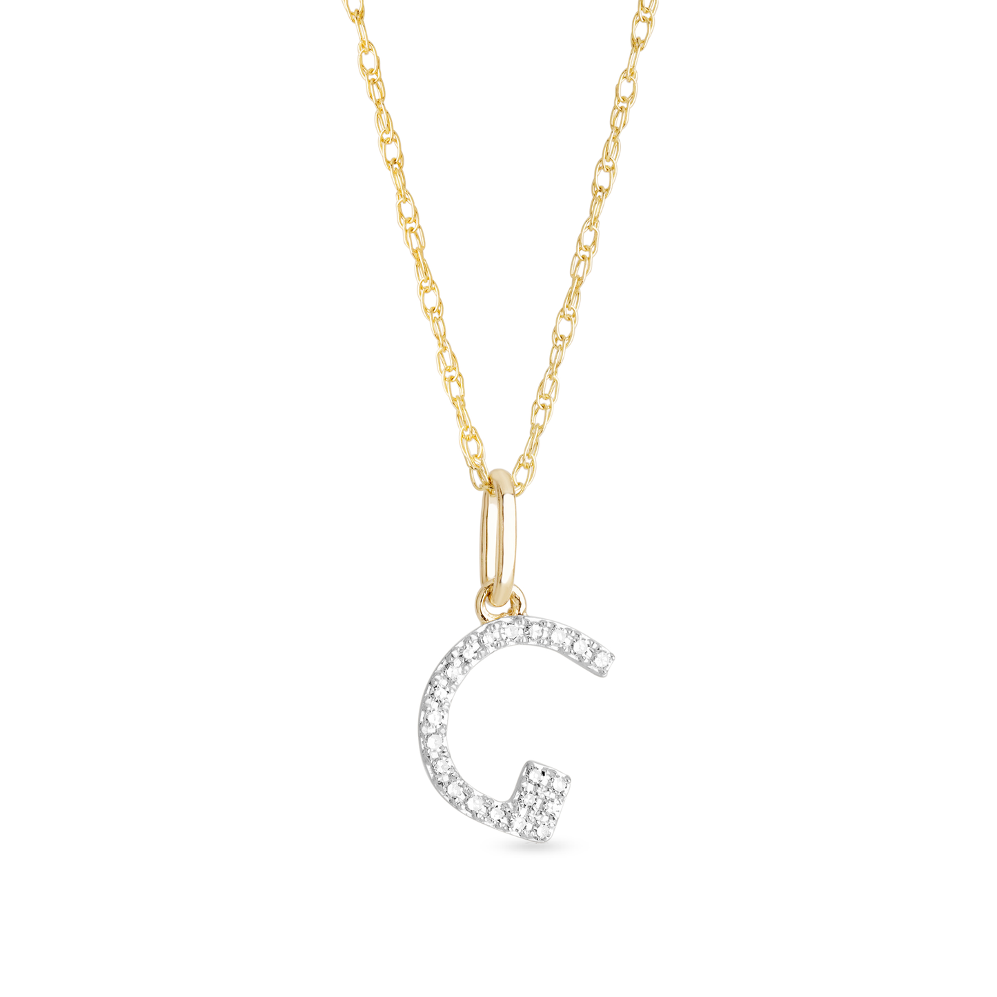 Jewlys Large Pavé Diamond Initial Charm Necklace in 10K Gold