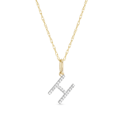Jewlys Large Pavé Diamond Initial Charm Necklace in 10K Gold