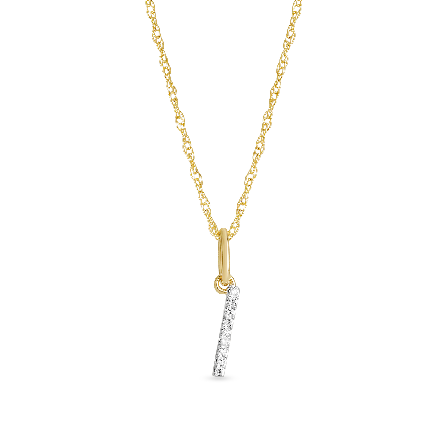 Jewlys Large Pavé Diamond Initial Charm Necklace in 10K Gold