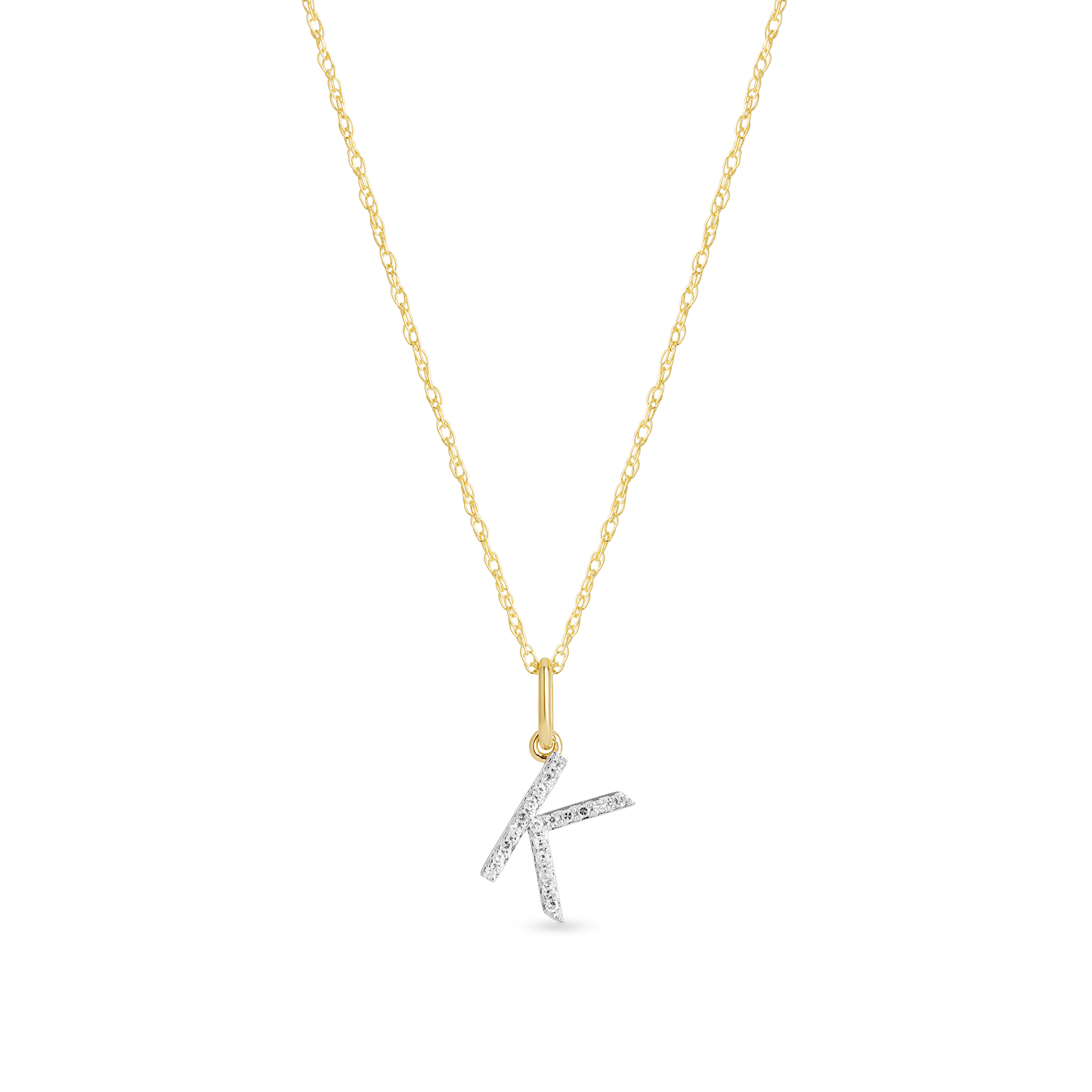 Jewlys Large Pavé Diamond Initial Charm Necklace in 10K Gold