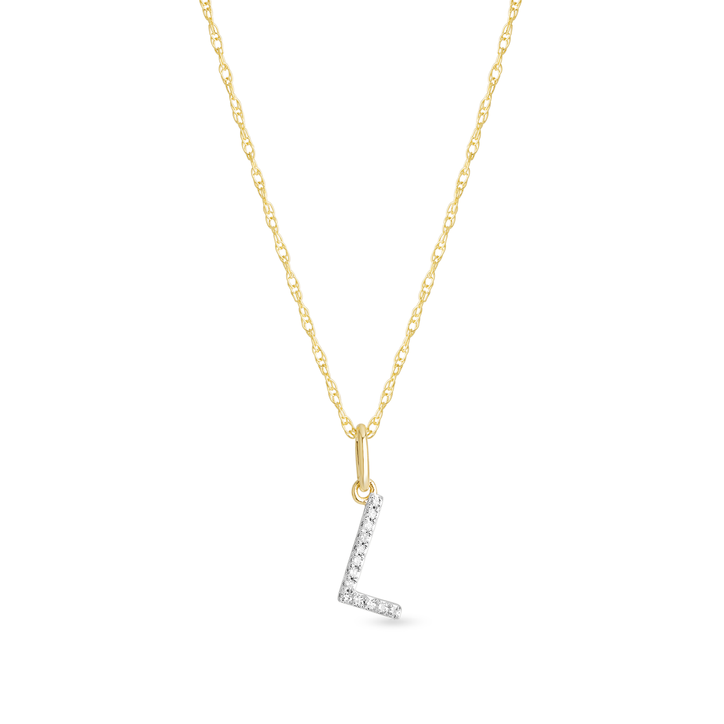 Jewlys Large Pavé Diamond Initial Charm Necklace in 10K Gold