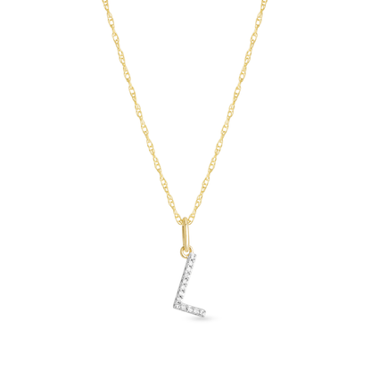 Jewlys Large Pavé Diamond Initial Charm Necklace in 10K Gold