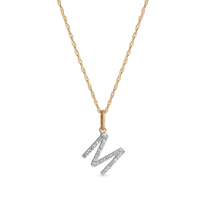 Jewlys Large Pavé Diamond Initial Charm Necklace in 10K Gold