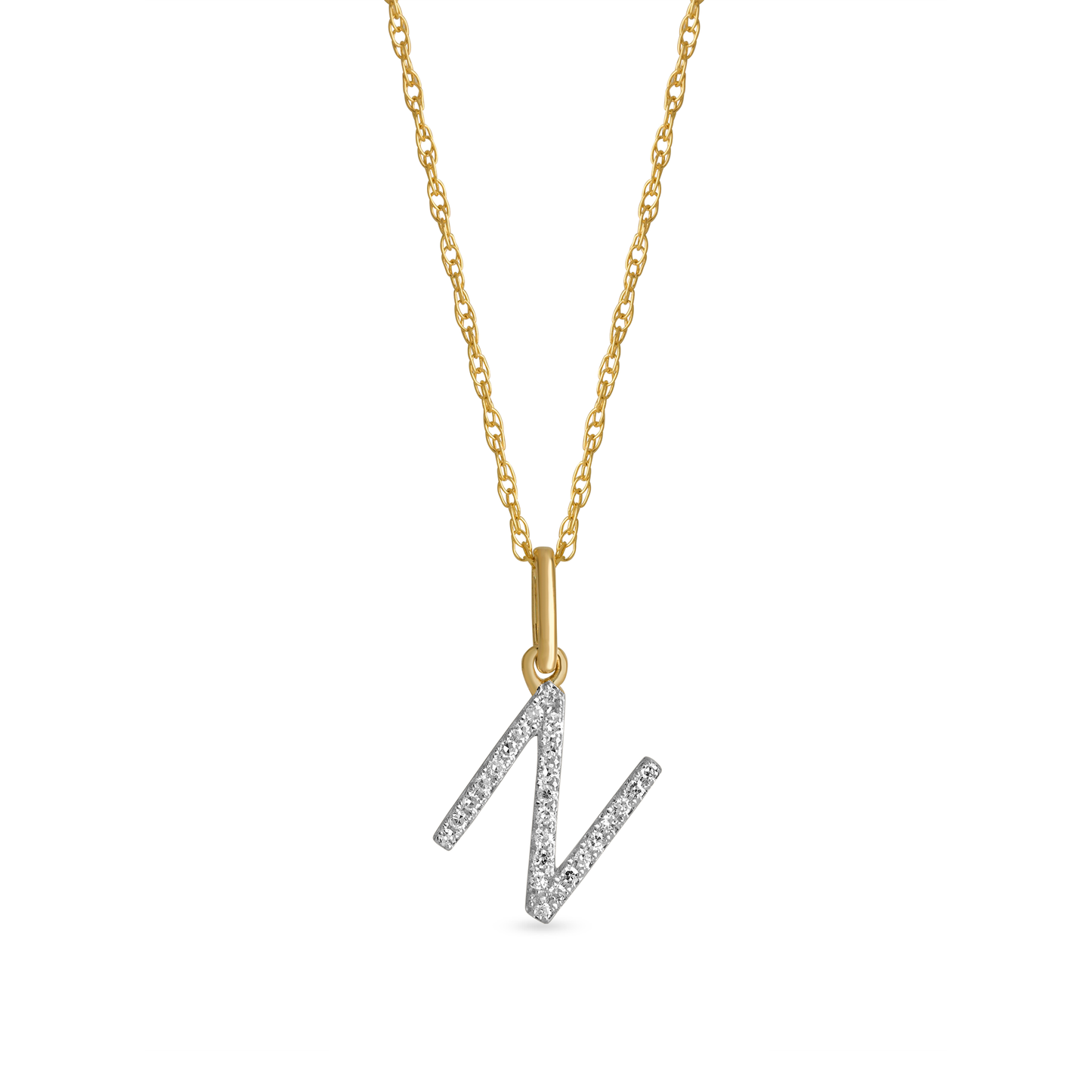 Jewlys Large Pavé Diamond Initial Charm Necklace in 10K Gold