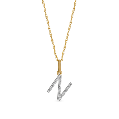 Jewlys Large Pavé Diamond Initial Charm Necklace in 10K Gold
