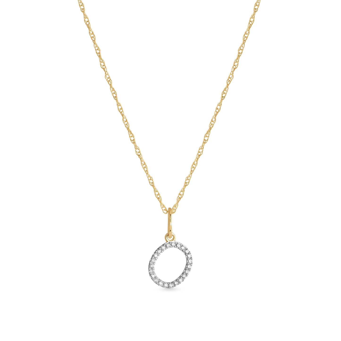 Jewlys Large Pavé Diamond Initial Charm Necklace in 10K Gold