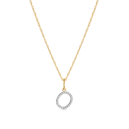 Jewlys Large Pavé Diamond Initial Charm Necklace in 10K Gold