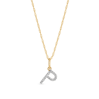 Jewlys Large Pavé Diamond Initial Charm Necklace in 10K Gold