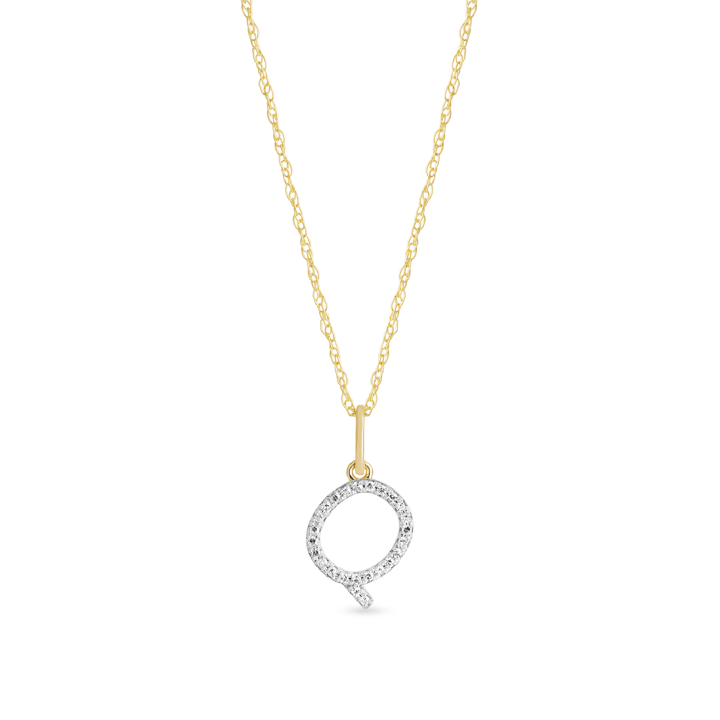 Jewlys Large Pavé Diamond Initial Charm Necklace in 10K Gold
