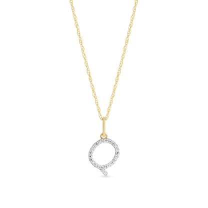 Jewlys Large Pavé Diamond Initial Charm Necklace in 10K Gold