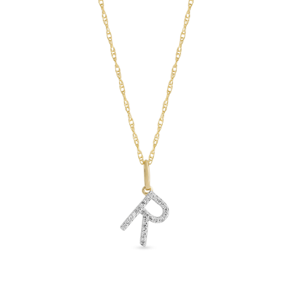 Jewlys Large Pavé Diamond Initial Charm Necklace in 10K Gold