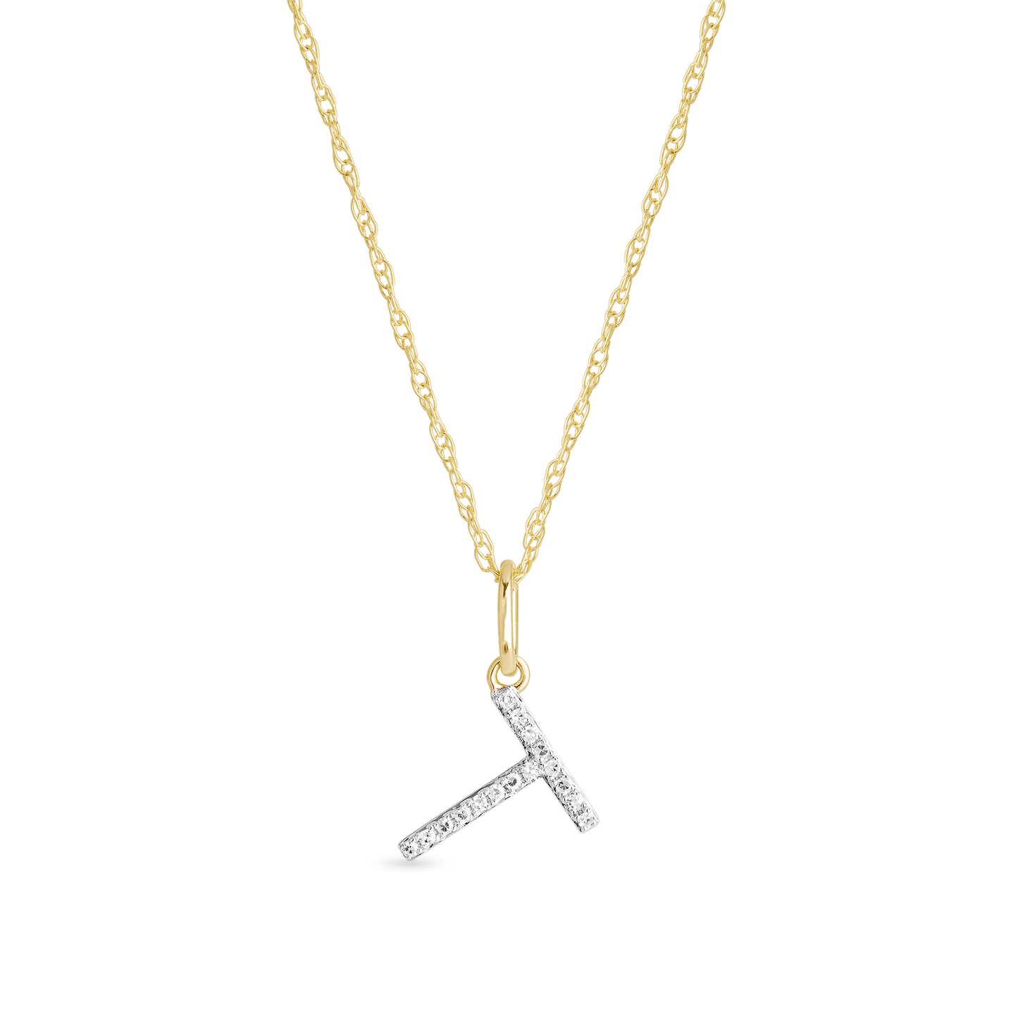 Jewlys Large Pavé Diamond Initial Charm Necklace in 10K Gold
