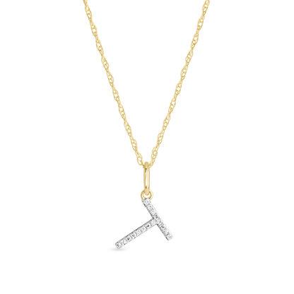 Jewlys Large Pavé Diamond Initial Charm Necklace in 10K Gold