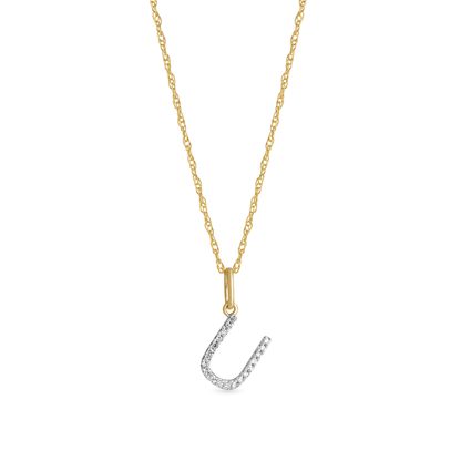 Jewlys Large Pavé Diamond Initial Charm Necklace in 10K Gold