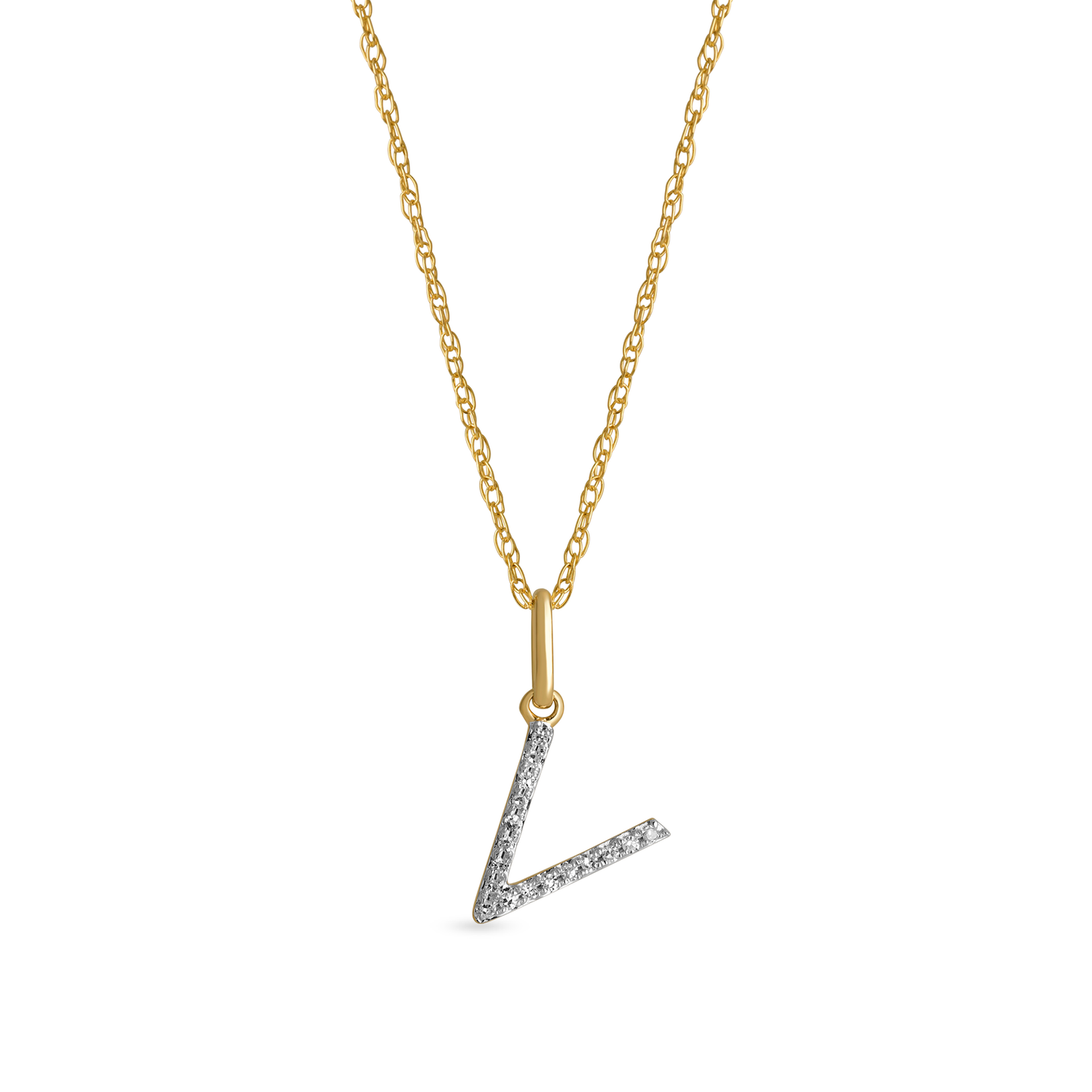 Jewlys Large Pavé Diamond Initial Charm Necklace in 10K Gold