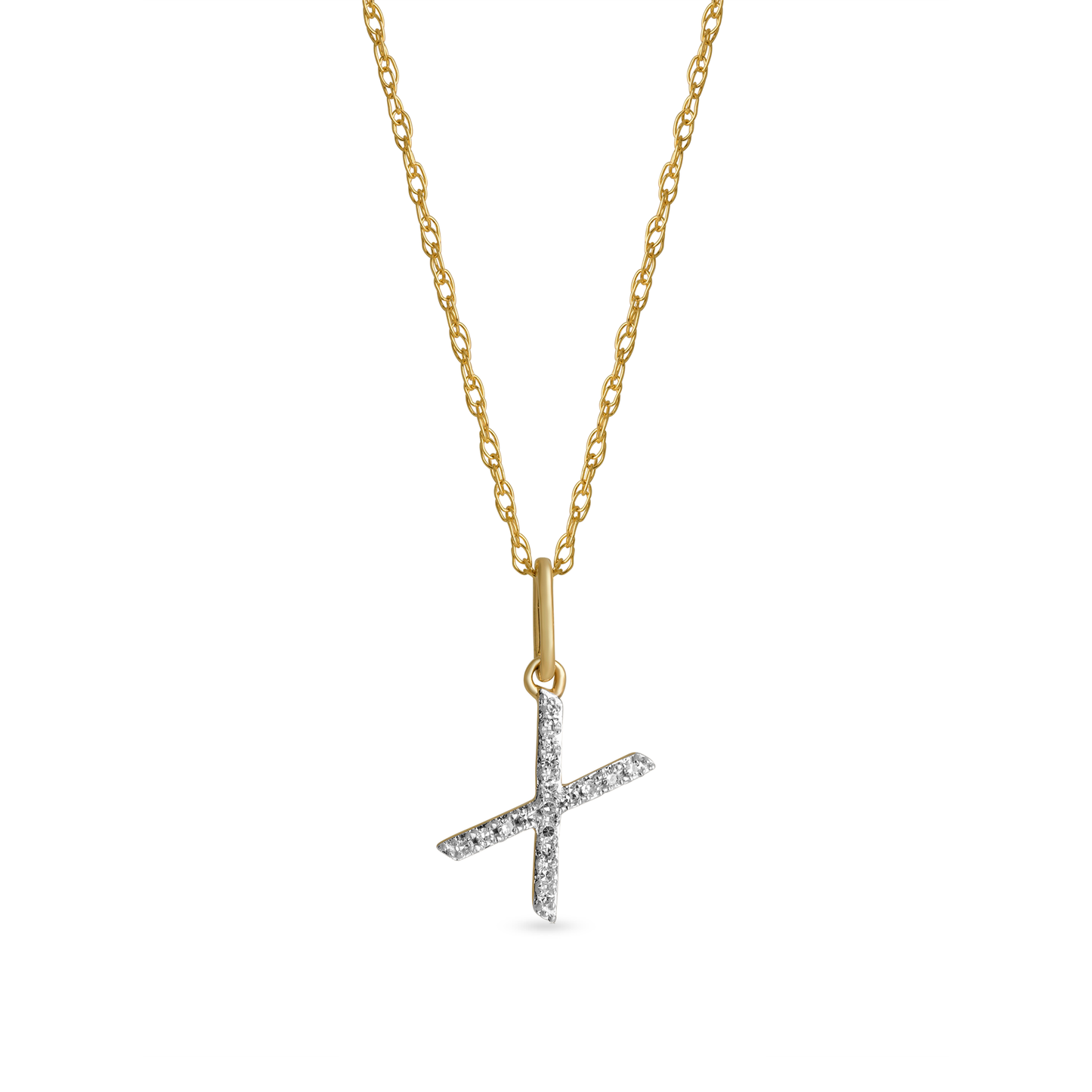 Jewlys Large Pavé Diamond Initial Charm Necklace in 10K Gold