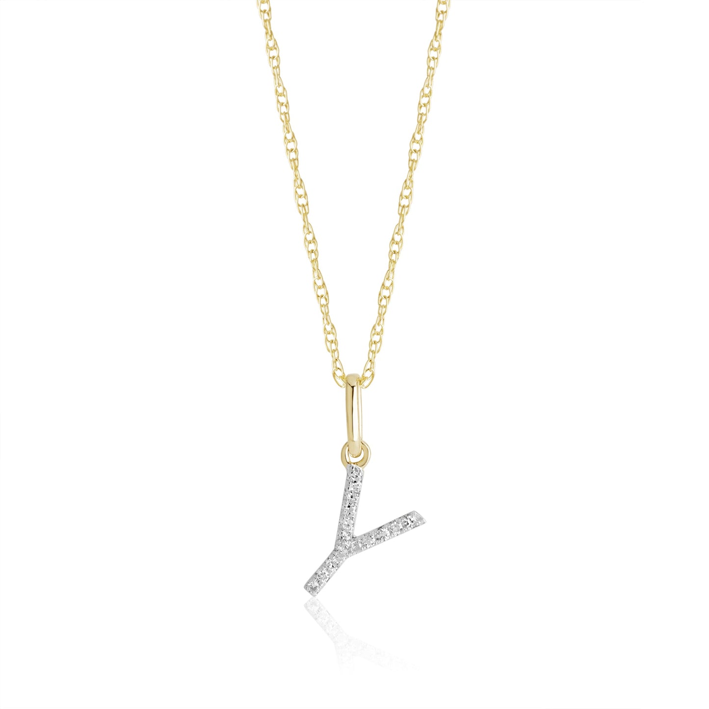Jewlys Large Pavé Diamond Initial Charm Necklace in 10K Gold