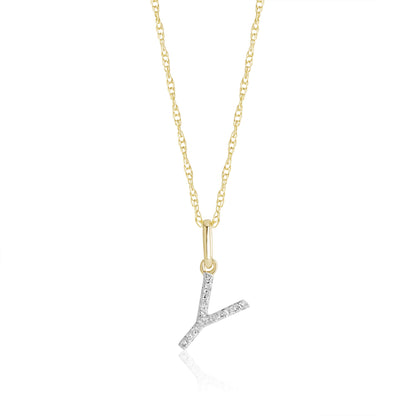Jewlys Large Pavé Diamond Initial Charm Necklace in 10K Gold