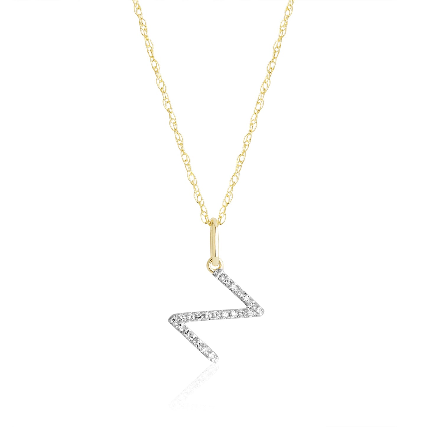Jewlys Large Pavé Diamond Initial Charm Necklace in 10K Gold