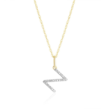 Jewlys Large Pavé Diamond Initial Charm Necklace in 10K Gold
