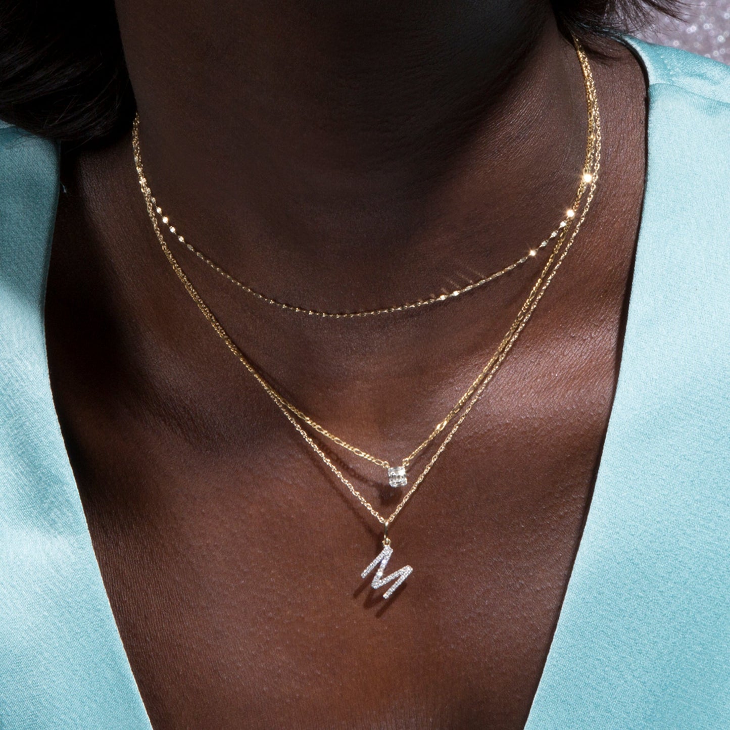 Jewlys Large Pavé Diamond Initial Charm Necklace in 10K Gold