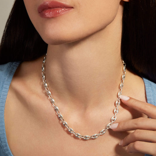 Jewlys Puffed Maritime Sterling Silver Necklace