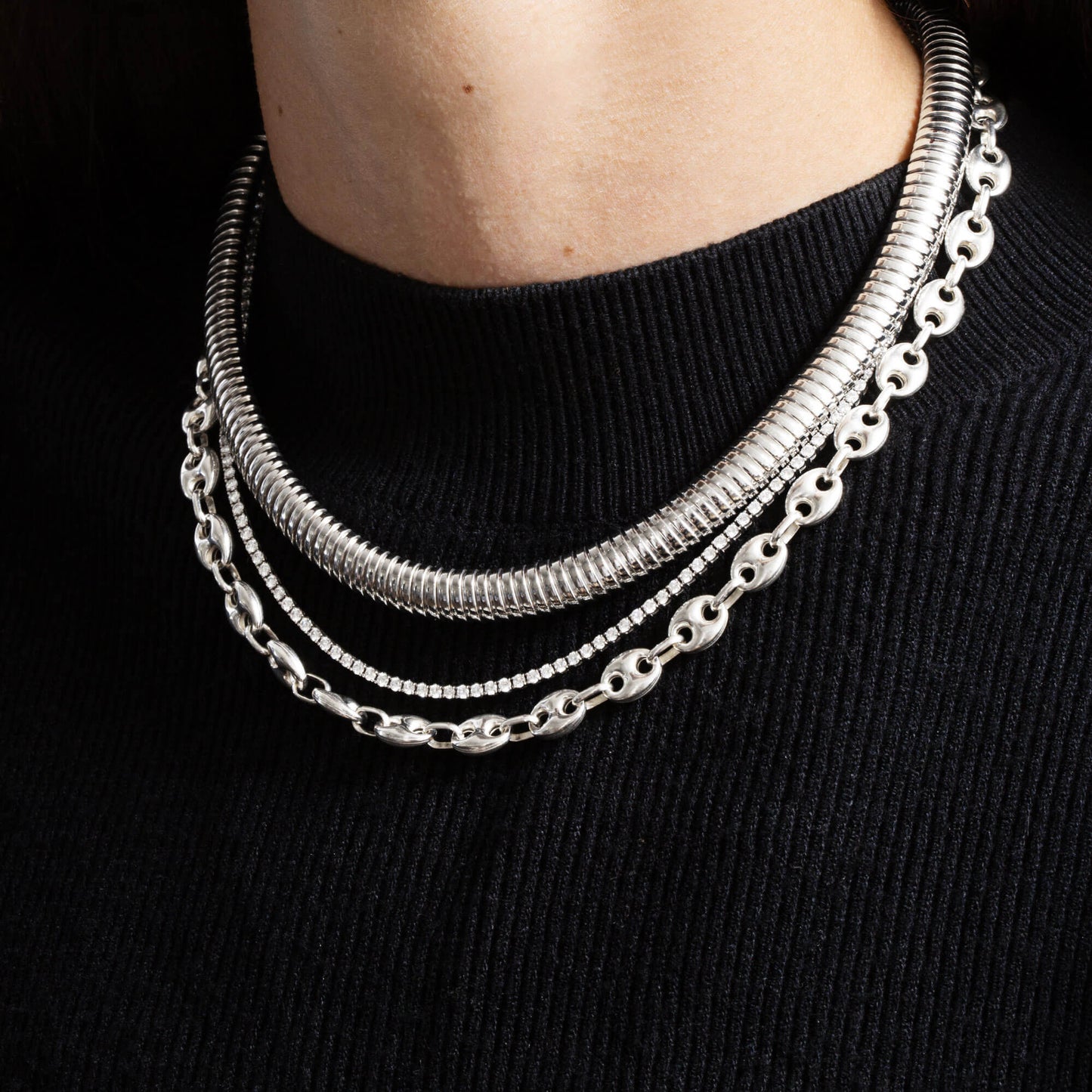 Jewlys Puffed Maritime Sterling Silver Necklace