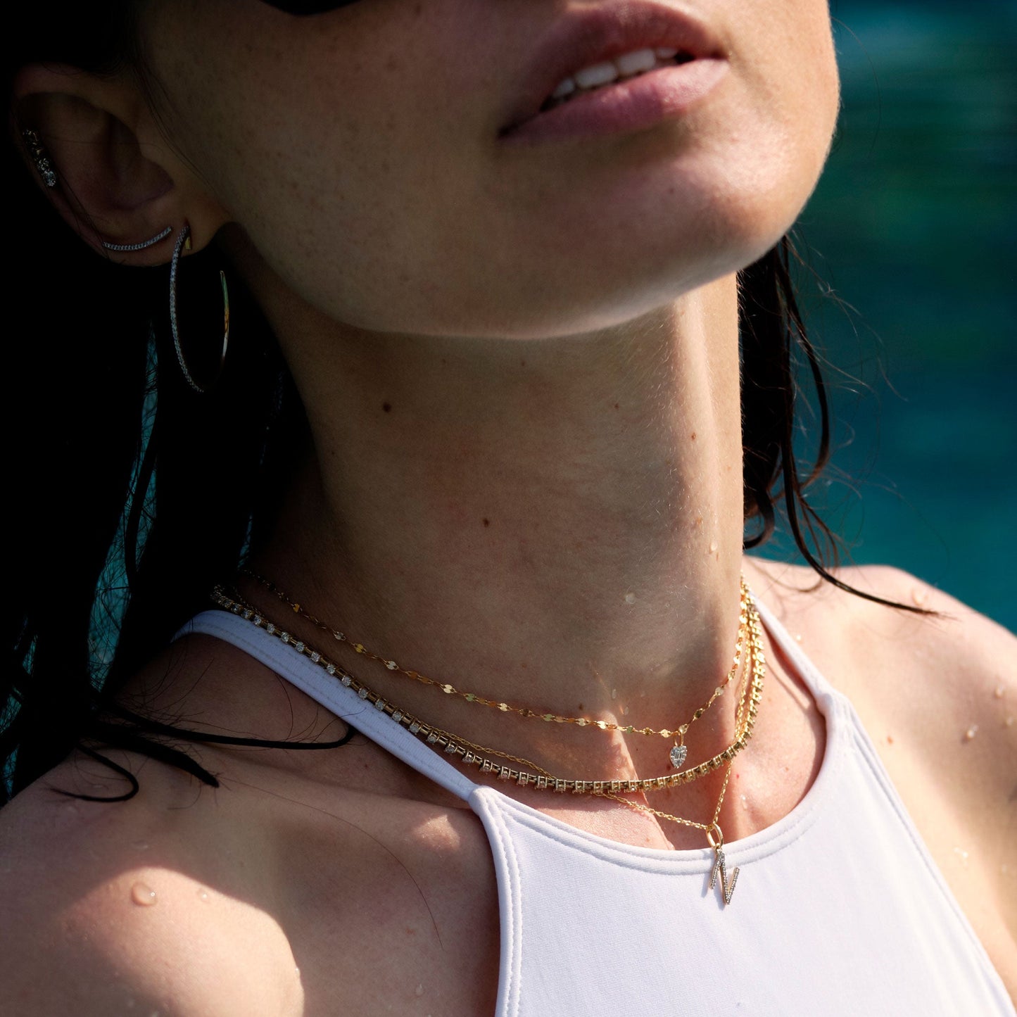 Jewlys Large Pavé Diamond Initial Charm Necklace in 10K Gold